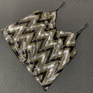 ASTR Sequin Chevron Print Tank